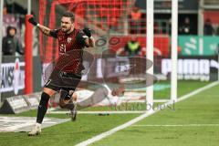 3. Liga; FC Ingolstadt 04 - Erzgebirge Aue; Tor Jubel Treffer Pascal Testroet (37, FCI) 1:0, Torwart Männel Martin (1 Aue) Schikora Marco (21 Aue)