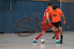 Hallenturnier MTV Ingolstadt - Saison 2025/26 - SV Zuchering - SV Kasing - Vleron Marevci orange Kasing - Florian Gjeka rot Zuchering - Foto: Meyer Jürgen