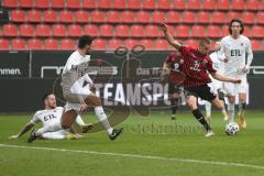 3. Fußball-Liga - Saison 2020/2021 - FC Ingolstadt 04 - FC Viktoria Köln - Filip Bilbija (#35,FCI)  - Maximilian Rossmann (#3 Köln) - Foto: Meyer Jürgen