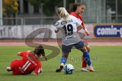 2. Fußball-Liga - Frauen - Saison 2023/2024 - FC Ingolstadt 04 - SC Sand - Paula Vidovic (Nr.11 - FCI Frauen) - #Loving Emma weiss Sand - Anna-Lena Härtl (Nr.4 - FCI Frauen) - Foto: Meyer Jürgen