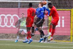 A - Junioren Bundesliga Süd/Südwest -  Saison 2021/2022 - FC Ingolstadt 04 - 1. FC Saarbrücken - Madougou Ibrahim (#9 FCI) - Nduka Donald (#4 FCI) - Hartz Elias Torwart Saarbrücken - Foto: Meyer Jürgen