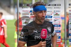 3.Liga - Saison 2022/2023 - SC Freiburg II - FC Ingolstadt 04 -  Tobias Schröck (Nr.21 - FCI) mit Kopfverletzung im Interview mit Magenta TV - Foto: Meyer Jürgen