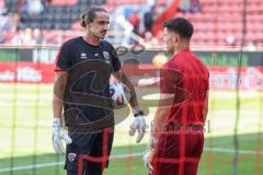 3. Liga; FC Ingolstadt 04 - FC Hansa Rostock; Torwart-Trainer Arvid Schenk  (FCI) und Torwart Markus Ponath (1, FCI) Warmup vor dem Spiel