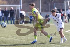 U17 DFB-Nachwuchsliga - Saison 2024/25 - FC Ingolstadt 04 - TSG Hoffenheim - Timo Hengmith weiss FCI - Tom Fiederer gelb Hoffenheim - Foto: Meyer Jürgen