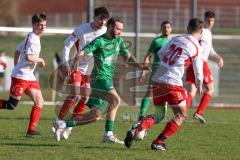 Bezirksliga - Saison 2023/24 - TSV Gaimersheim - FC Schwabing München - Thomas Schreiner (Nr.27 - Gaimersheim) - Marvin Muzhaqui weissmitte Schwabing - Jonas Jehle #20 Schwabing - Foto: Meyer Jürgen