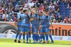 2.BL; Hannover 96 - FC Ingolstadt 04; Tor Jubel Treffer 1:1 Valmir Sulejmani (33, FCI) Andreas Poulsen (2, FCI) Thomas Keller (27, FCI) Dominik Franke (3 FCI) Tobias Schröck (21, FCI)