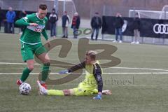 Freundschaftsspiel - Saison 2022/2023 - FC Ingolstadt 04 - VFB Eichstätt - Stoßberger Tobias grün Eichstätt - Torwart Zech Ludwig (Nr.1 - Fc Ingolstadt 04 II) - Foto: Meyer Jürgen
