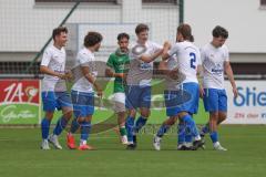 Testspiel - Bezirksliga - Saison 2025/26 - FC Gerolfing - SpVgg Joshofen Bergheim - Der 0:1 Führungstreffer durch Vincent Porombka weiss Joshofen Bergheim - jubel  - Foto: Meyer Jürgen