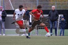 2023_10_28 - Bayernliga Nord - Saison 2023/24 - FC Ingolstadt 04 II - ASV Cham - Leandro Joaquin Kreit Casale rot FCI - Michael Lamecker weiss Cham - Foto: Meyer Jürgen