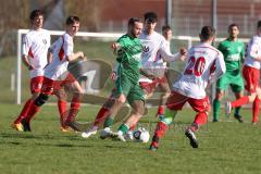 Bezirksliga - Saison 2023/24 - TSV Gaimersheim - FC Schwabing München - Thomas Schreiner (Nr.27 - Gaimersheim) - Marvin Muzhaqui weissmitte Schwabing - Jonas Jehle #20 Schwabing - Foto: Meyer Jürgen