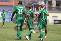 Freundschaftsspiel - Saison 2023/2024 - SV Manching  - FSV Fortuna Regensburg - David Meier (Nr.25 - SV Manching) schiesst den 1:0 Führungstreffer - jubel - Foto: Meyer Jürgen