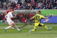 2.BL; Fortuna Düsseldorf - FC Ingolstadt 04; Tor Chance vergeben Patrick Schmidt (32, FCI) Torwart Kastenmeier Florian (33 DUS)