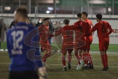 Bayernliga Süd - Saison 2021/2022 - FC Ingolstadt 04 II - VFR Garching - Der 1:0 Führungstreffer durch Domislic Renato (#17 FCI) - jubel - Benedix Frederic (#8 FCI) - Liugiqi Arian (#9 FCI) - Foto: Meyer Jürgen