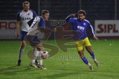 2023_11_17 - Kreisklasse - Saison 2023/24 - TSV Etting - TSV Ing. Nord - Abderahim Zerbane blau Ingolstadt Nord -  - Daniel Krämer weiss Etting - Foto: Meyer Jürgen