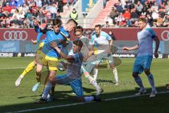 2.BL; FC Ingolstadt 04 - FC Schalke 04; Zweikampf Kampf um den Ball Merlin Röhl (34, FCI) Flick Florian (17 S04) Stefan Kutschke (30, FCI) Itakura Ko (3 S04)  Terodde Simon (9 S04)