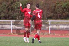 2023_11_5 - Kreisklasse - Saison 2023/24 - TSV Lenting - SV Eitensheim  -  Der 0:1 Führungstreffer durch - Tobias Dietze rot Eitensheim - jubel - Foto: Meyer Jürgen