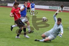 Kreisklasse -  Saison 2023/2024 - DJK Ingolstadt - FC Tegernbach - Christoph Ratberger rot Tegernbach - Sebastian Huber Torwart DJK Ingolstadt - Foto: Meyer Jürgen