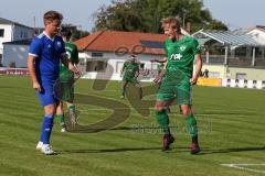 Bezirksliga Oberbayern Nord - SV Manching - SV Nord Lerchenau - Said Magomedov (#17 Manching) - Rainer Meisinger (#19 Manching) trifft zum 1:1 Ausgleichstreffer - jubel - Angermeier Mathias Torwart Lerchenau - Foto: Jürgen Meyer