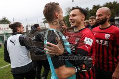 Toto-Pokal; VfB Eichstätt - FC Ingolstadt 04; Sieg im Elfmerterschiessen, Torwart Marius Funk (1, FCI) wird gefeiert, Dominik Franke (3 FCI) Nico Antonitsch (5, FCI)