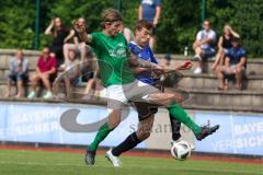 Sparkassenpokal - DJK Ingolstadt - FC Gerolfing - Fabian Kuppe blau DJK Ingolstadt - Stefan Schmid grün Gerolfing - Foto: Jürgen Meyer