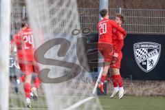 Bayernliga Nord - Saison 2023/24 - FC Ingolstadt 04 II - SpVgg Hankofen-Hailing -  Der 1:0 Führungstreffer durch - Birkl Johannes rot FCI - Kuqanaj Aurel #20 FCI - jubel - Foto: Meyer Jürgen