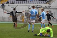 Toto Pokal - TSV 1860 München - FC Ingolstadt 04 - Marcel Gaus (19, FCI) Tor Jubel 2:2 Ausgleich, Torwart Hiller Marco (1, 1860) Hawkins Jaren (20 FCI) Lang Niklas (3, 1860) Fabian Greilinger (11, 1860)