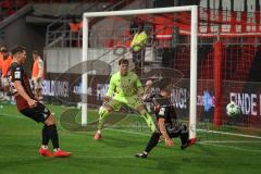 3. Liga - Saison 2026/27 - FC Ingolstadt 04 - TSG Hoffenheim II - Georgios Antzoulas (Nr.6 - FCI) mit einer Torchance - Torwart Nico Biedermann (Nr.34 - Hoffenheim) - XXXXX - Foto: Meyer Jürgen