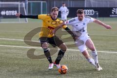 AUDI - Schanzer Amateur Cup - Spiel um Platz 3 - Saison 2024/25 - TSV Lichtenau - FC Mindelstetten - Marco Fürholzer gelb Lichtenau - Stefan Liebler weiss Mindelstetten - Foto: Meyer Jürgen