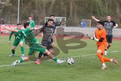 Bezirksliga - Saison 2024/25- FC Fatih - VFB Eichstätt II  - Samuel Schmid grün Eichstätt mit dem 0:1 Führungstreffer - jubel - Marco Miskovic schwarz Fatih - Ömer Illgen Torwart Fatih - Foto: Meyer Jürgen