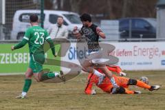 Bezirksliga - Saison 2024/25 - FC Gerolfing - FC Fatih Ingolstadt - Torwart Michael Oblinger (Nr.1 - FC Gerolfing) - Flaur Bashota (Nr.23 - FC Gerolfing) - Ugur Genc (Nr.77 - FC Fatih) - Foto: Meyer Jürgen