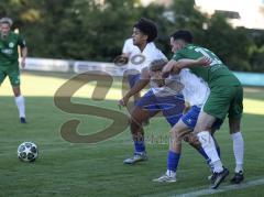 Landesliga - Saison 2026/27 - SV Manching - SC Olching - Aydin Berkan (Nr.13 - SV Manching) - Schaffer Elias weiss Olching - Cana Cedano Josuha weiss Olching rechts - Foto: Meyer Jürgen