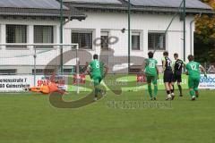 Bezirksliga - Saison 2025/26 - FC Gerolfing - SVA Palzing - Der 0:1 Treffer durch Fabian Radlmaier schwarz Palzing per Elfmeter - jubel -  - Torwart  Michael Oblinger (Nr.1 - FC Gerolfing) - Foto: Meyer Jürgen