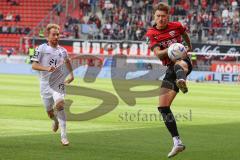 3.Liga - Saison 2022/2023 - FC Ingolstadt 04 -  - SV Waldhof-Mannheim - Calvin Brackelmann (Nr.17 - FCI) - Marc Schnatterer (Nr.13 - SV Waldhof Mannheim) - Foto: Meyer Jürgen