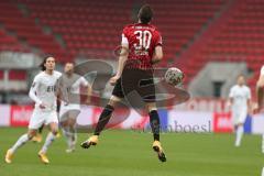 3. Fußball-Liga - Saison 2020/2021 - FC Ingolstadt 04 - FC Viktoria Köln - Stefan Kutschke (#30,FCI)  verschätzt sich bei einem Kopfball  - Foto: Meyer Jürgen