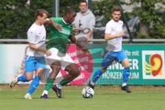 Testspiel - Bezirksliga - Saison 2025/26 - FC Gerolfing - SpVgg Joshofen Bergheim - Mamadou Diallo grün Gerolfing - Yannick Kneißl weiss Joshofen Bergheim - Foto: Meyer Jürgen