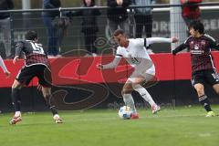 3. Liga - Saison 2023/24 - Testspiel - 1. FC Nürnberg - FC Ingolstadt 04 - Marcel Costly (Nr.22 - FCI) - Marquez Ivan (#15 Nürnberg) - Okunuki Kanji (#11 Nürnberg) - Foto: Meyer Jürgen