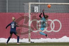 2. Fußball-Liga - Frauen - Saison 2022/2023 - FC Ingolstadt 04 - 1. FC Köln II - Torwart Daum Anna-Lena  (Nr.1 - FC Ingolstadt 04 ) - Mesmer Heike #10 Köln - Foto: Meyer Jürgen