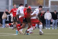 2023_10_28 - Bayernliga Nord - Saison 2023/24 - FC Ingolstadt 04 II - ASV Cham - Leandro Joaquin Kreit Casale rot FCI - Simon Haimerl weiss Cham - Foto: Meyer Jürgen