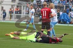 3.Liga - Saison 2022/2023 - TSV 1860 München - FC Ingolstadt 04 - Moussa Doumbouya (Nr.27 - FCI) - Torwart Marco Hiller (Nr.1 - 1860 München) - Foto: Meyer Jürgen