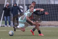 Bayernliga Nord - Saison 2024/25 - FC Ingolstadt 04 II - DJK Ammerthal - Micah Ham (Nr.25 - FCI U21) - Michael Janner blau Ammerthal - Christopher Sommerer Torwart Ammerthal - Foto: Meyer Jürgen