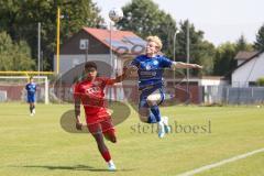 Bayernliga Nord - Saison 2023/2024 - FC Ingolstadt 04 - Würzburger FV 04 - Udogu David rot FCI - Obrusnik Paul blau Würzburg - Foto: Meyer Jürgen