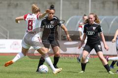 2. Fußball-Liga - Frauen - Saison 2022/2023 - FC Ingolstadt 04 - 1. FC Nürnberg - Samantha Stiglmair (Nr.27 - FCI Frauen) - Bogenschütz Kerstin weiss Nürnberg - Foto: Meyer Jürgen