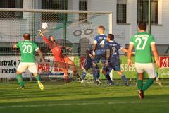 Kreisliga - Saison 2023/2024 - FC Gerolfing - TSV Ober/Unterhaunstadt - Der 1:0 Führungstreffer durch Bastian Heigl grün Gerolfing - jubel - David Lubojanski Torwart Oberhaunstadt - Foto: Meyer Jürgen