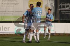 Kreisliga - Saison 2025/26- SV Kasing - FC Sandersdorf -  Der 0:1 Führungstreffer durch Thomas Kuttenberger blau Sandersdorf - jubel - - Christian Eichhammer blau Sandersdorf - Foto: Meyer Jürgen