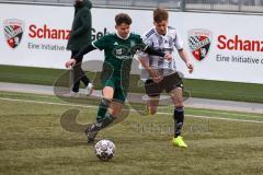 Audi Schanzer Amateur Cup 2022 - Halbfinale 1 - SV Denkendorf - TSV Hohenwart -  Leon Sedlmair weiss Hohenwart - Gabriel Bruckmüller grün Denkendorf - Foto: Jürgen Meyer