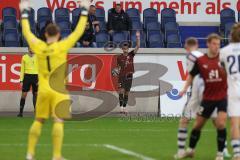 2023_11_11 - 3. Liga - Saison 2023/24 - MSV Duisburg - FC Ingolstadt 04 - Ryan Malone (Nr.16 - FCI) - Torwart Vincent Müller (Nr.1 - MSV Duisburg) - Foto: Meyer Jürgen