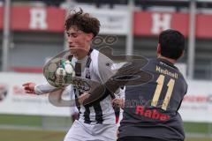 Bayernliga Nord - Saison 2026/27 - FC Ingolstadt 04 II - SV Fortuna Regensburg - Ihami Medineli dunkel Regensburg - Maximilian Wagner weiss FCI -  Foto: Meyer Jürgen