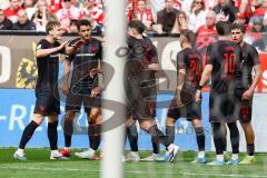 3. Liga; Rot-Weiss Essen - FC Ingolstadt 04; Tor Jubel Treffer Ausgleich Jasper Maljojoki (23, FCI) Fredrik Carlsen (8, FCI) Max Besuschkow (17, FCI) Yannick Deichmann (20, FCI)