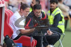 3. Liga - Saison 2025/26 - Energie Cottbus - FC Ingolstadt 04  - Cheftrainerin Sabrina Wittmann (FC Ingolstadt 04) - Co-Trainer Illia Gruev (FC Ingolstadt 04) - Foto: Meyer Jürgen