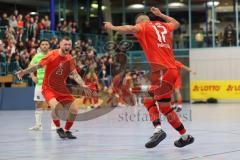 Lotto - Hallen - Bayerncup - Oberbayern -  Saison 2022/2023  - FC Fatih Ing - FC Penzberg - Finale - 1:0 - Deniz Sari rot Fatih trifft zum 1:0 Siegtreffer jubel - Foto: Meyer Jürgen